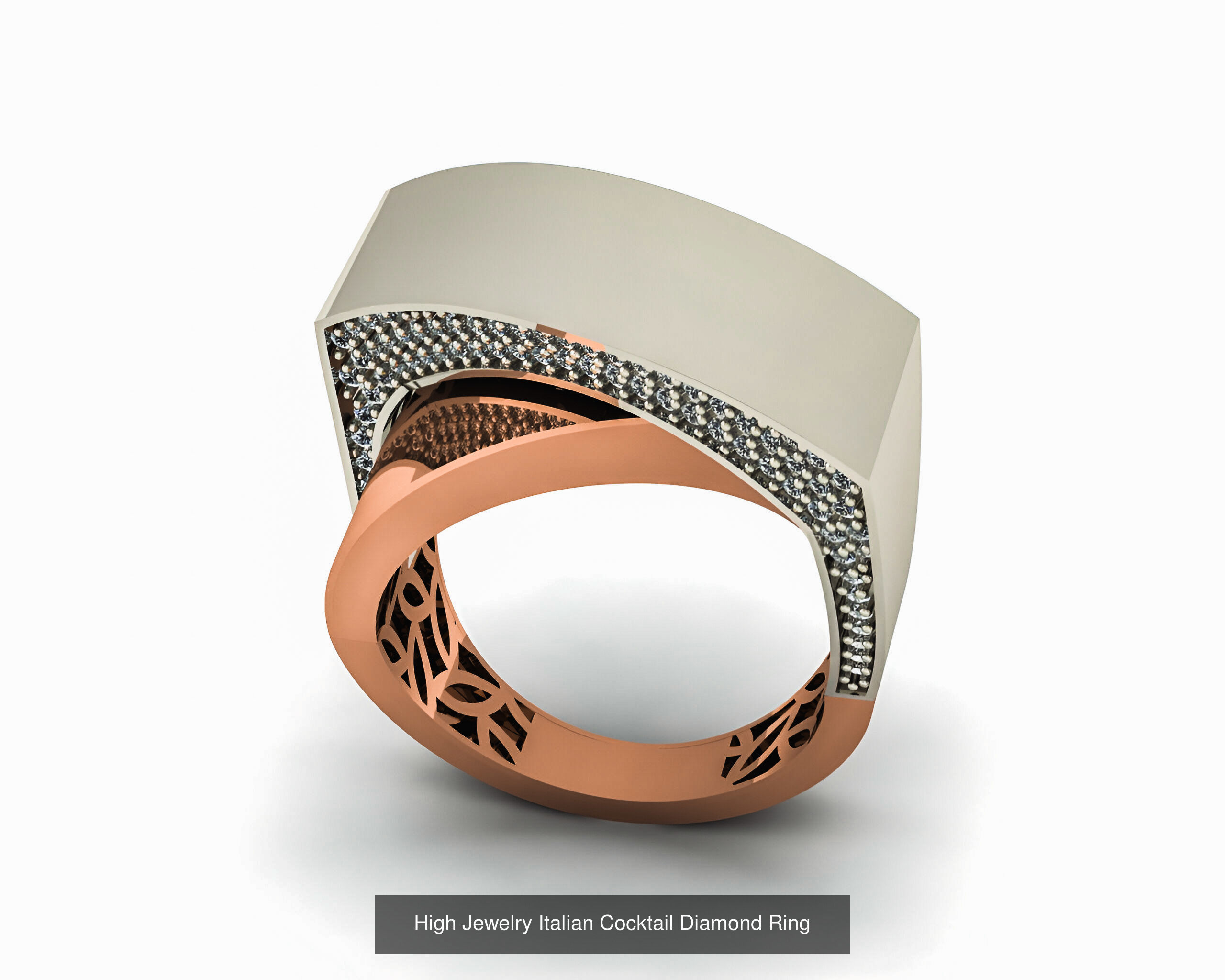 93 High Jewelry Italian Cocktail Diamond Ring  3D Model Collection_84