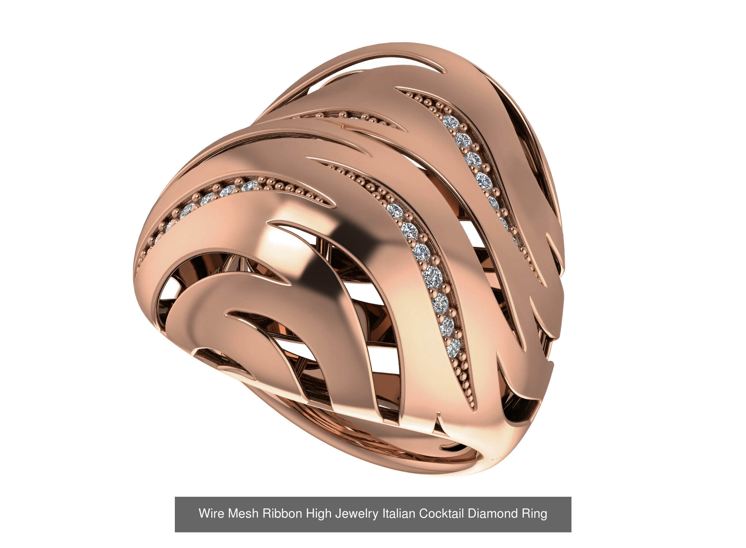 93 High Jewelry Italian Cocktail Diamond Ring  3D Model Collection_48