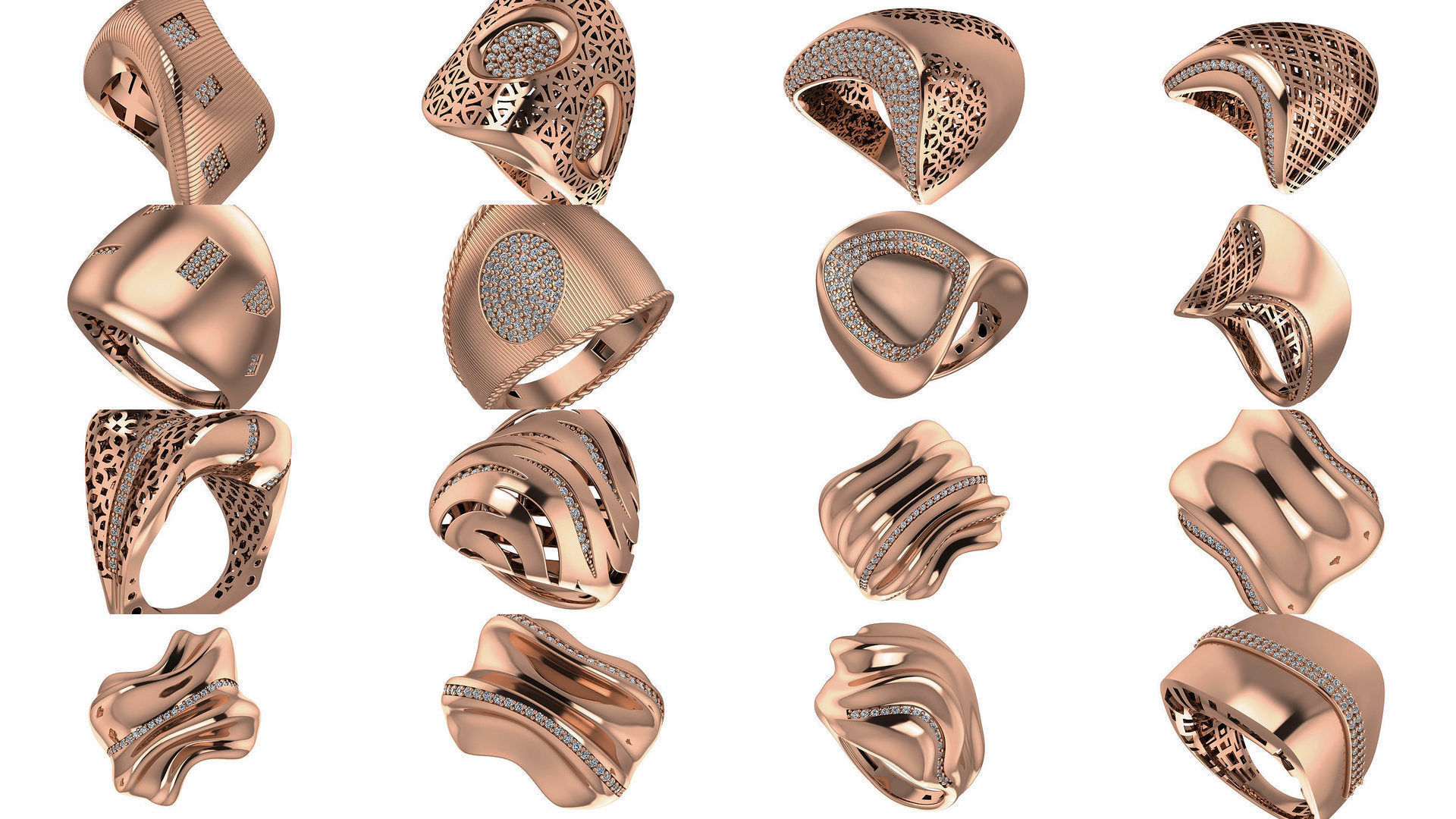 93 High Jewelry Italian Cocktail Diamond Ring  3D Model Collection_2