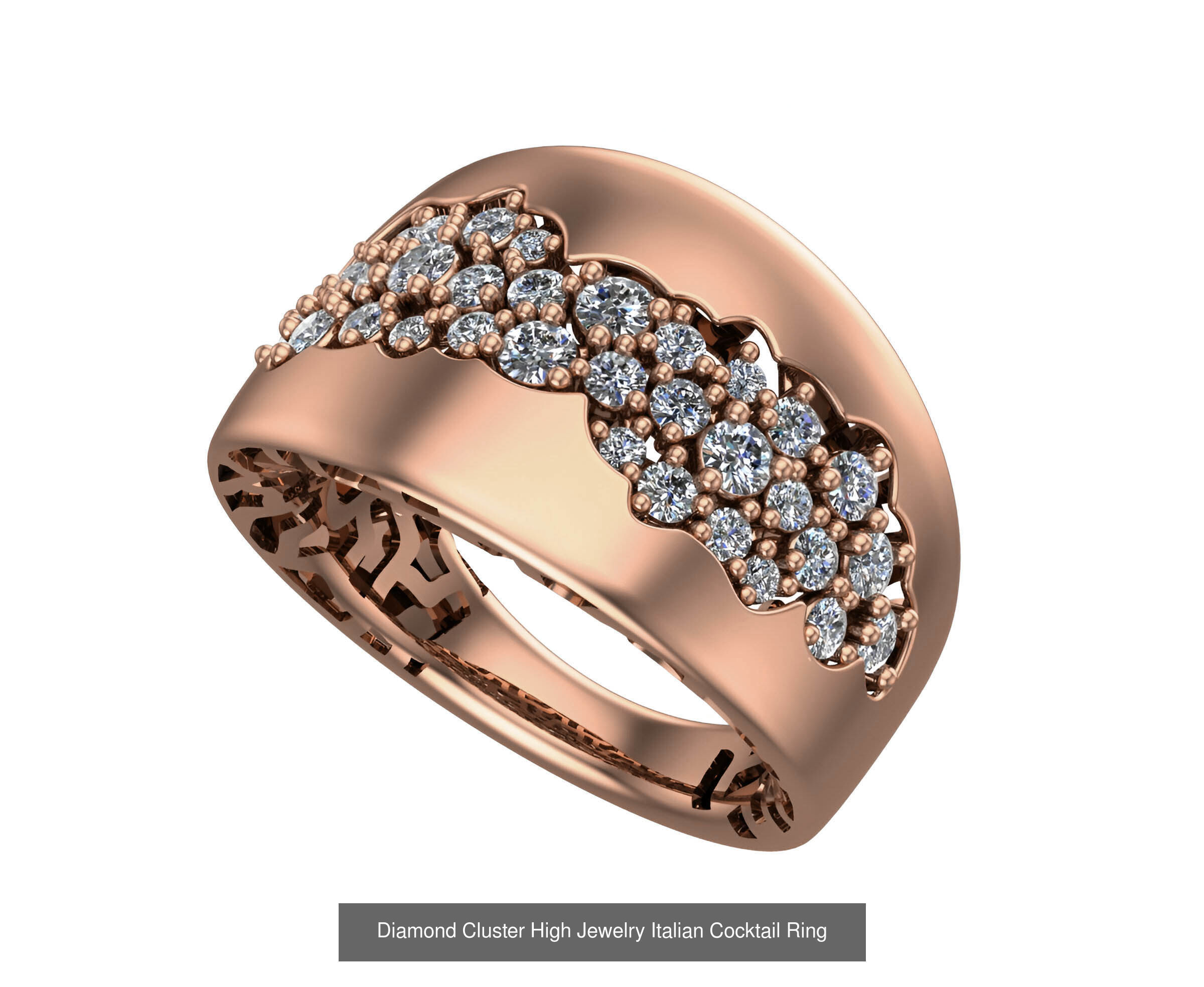 93 High Jewelry Italian Cocktail Diamond Ring  3D Model Collection_24