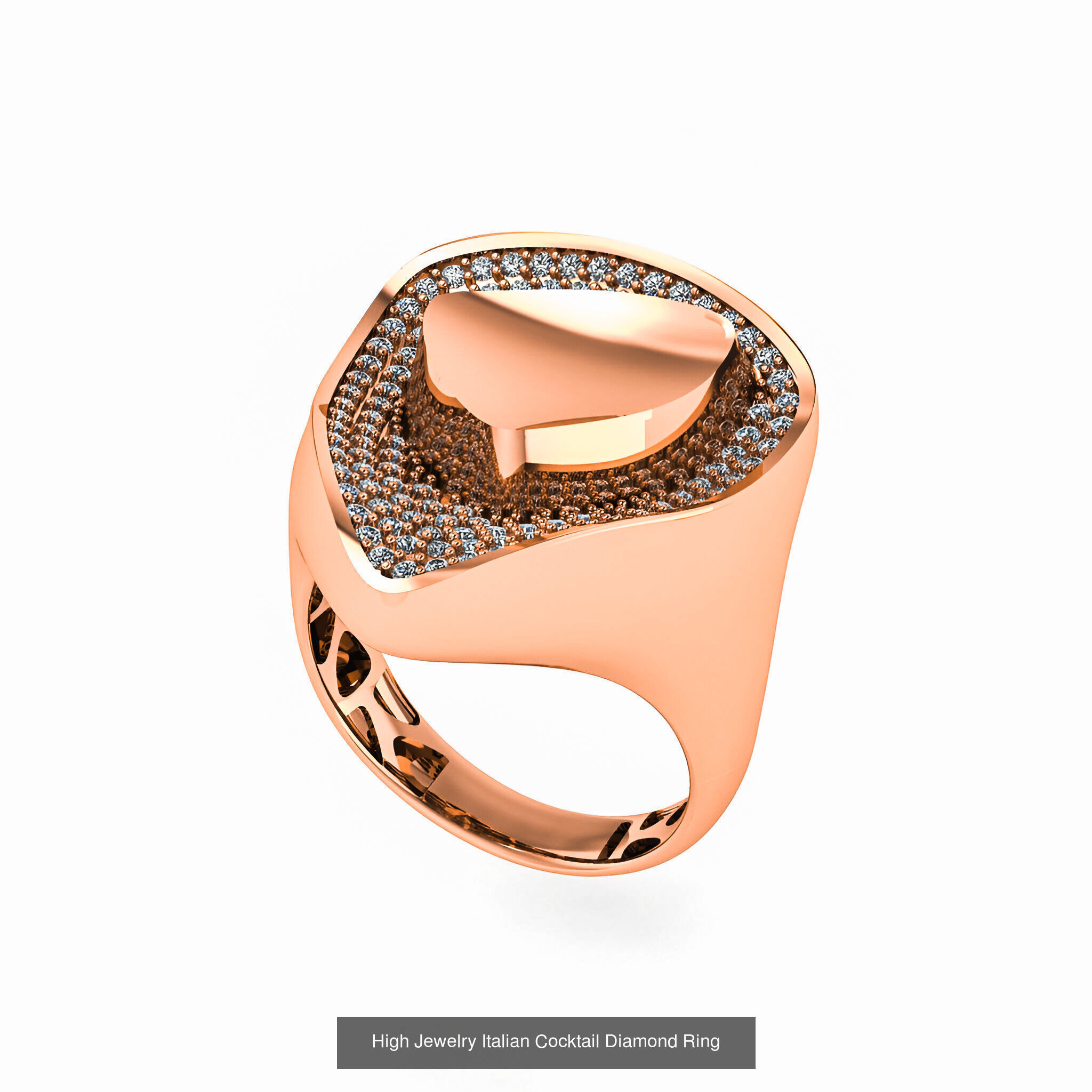 93 High Jewelry Italian Cocktail Diamond Ring  3D Model Collection_90