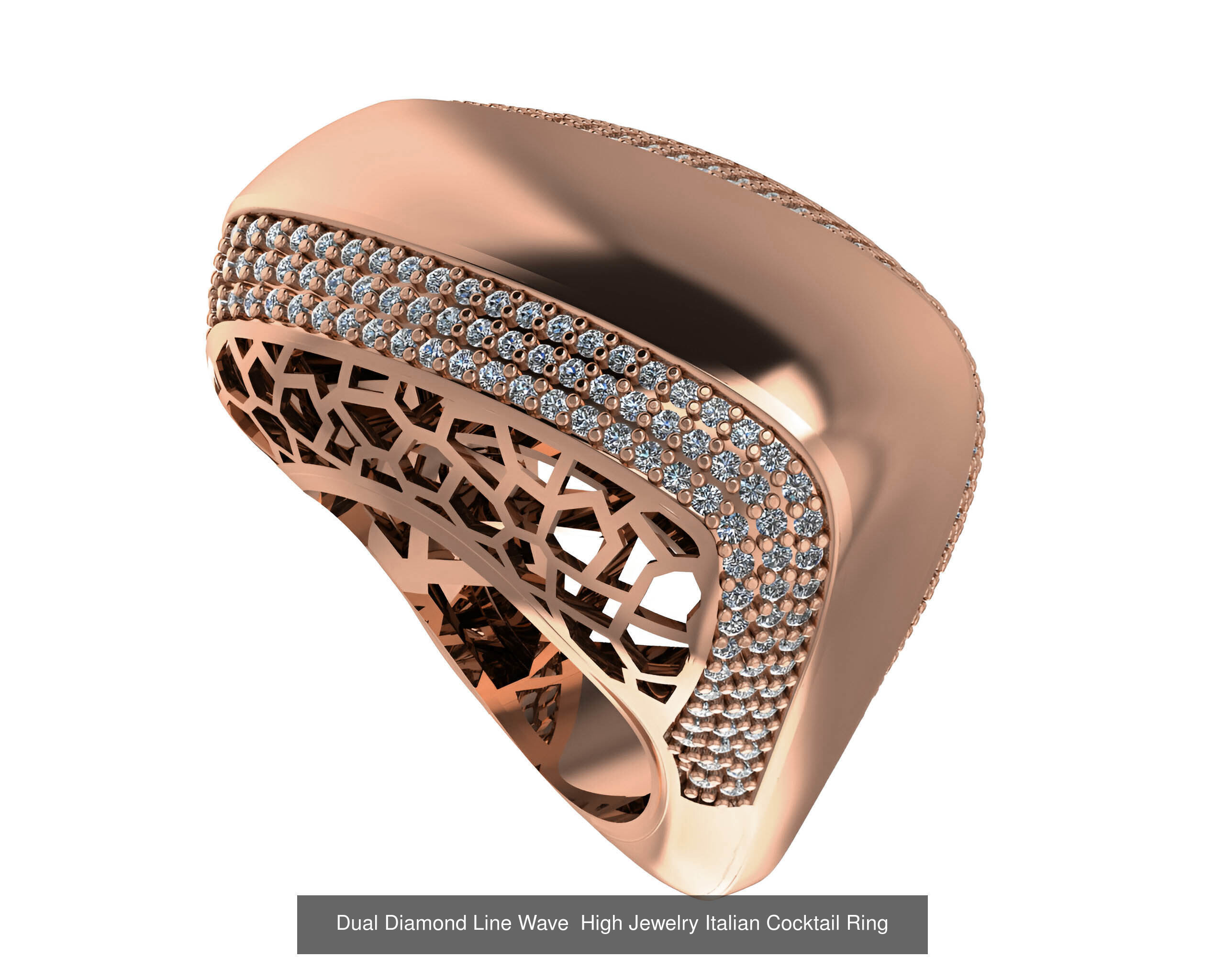 93 High Jewelry Italian Cocktail Diamond Ring  3D Model Collection_33