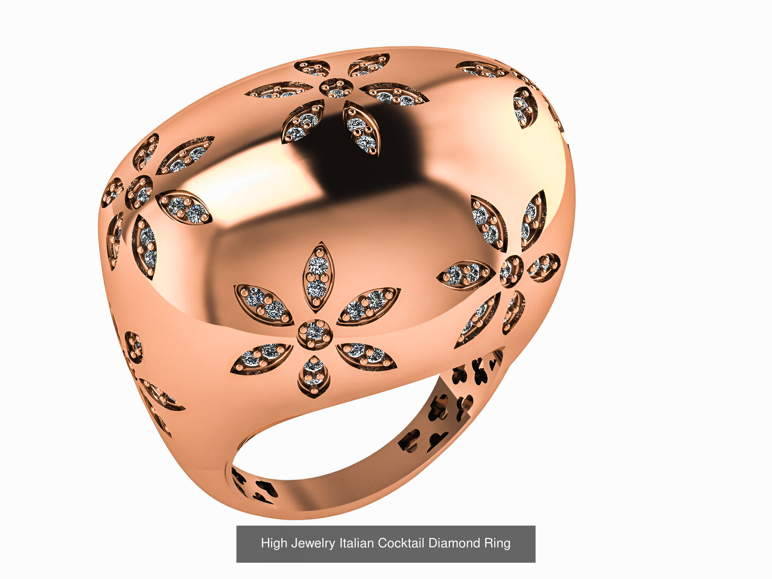 93 High Jewelry Italian Cocktail Diamond Ring  3D Model Collection_59