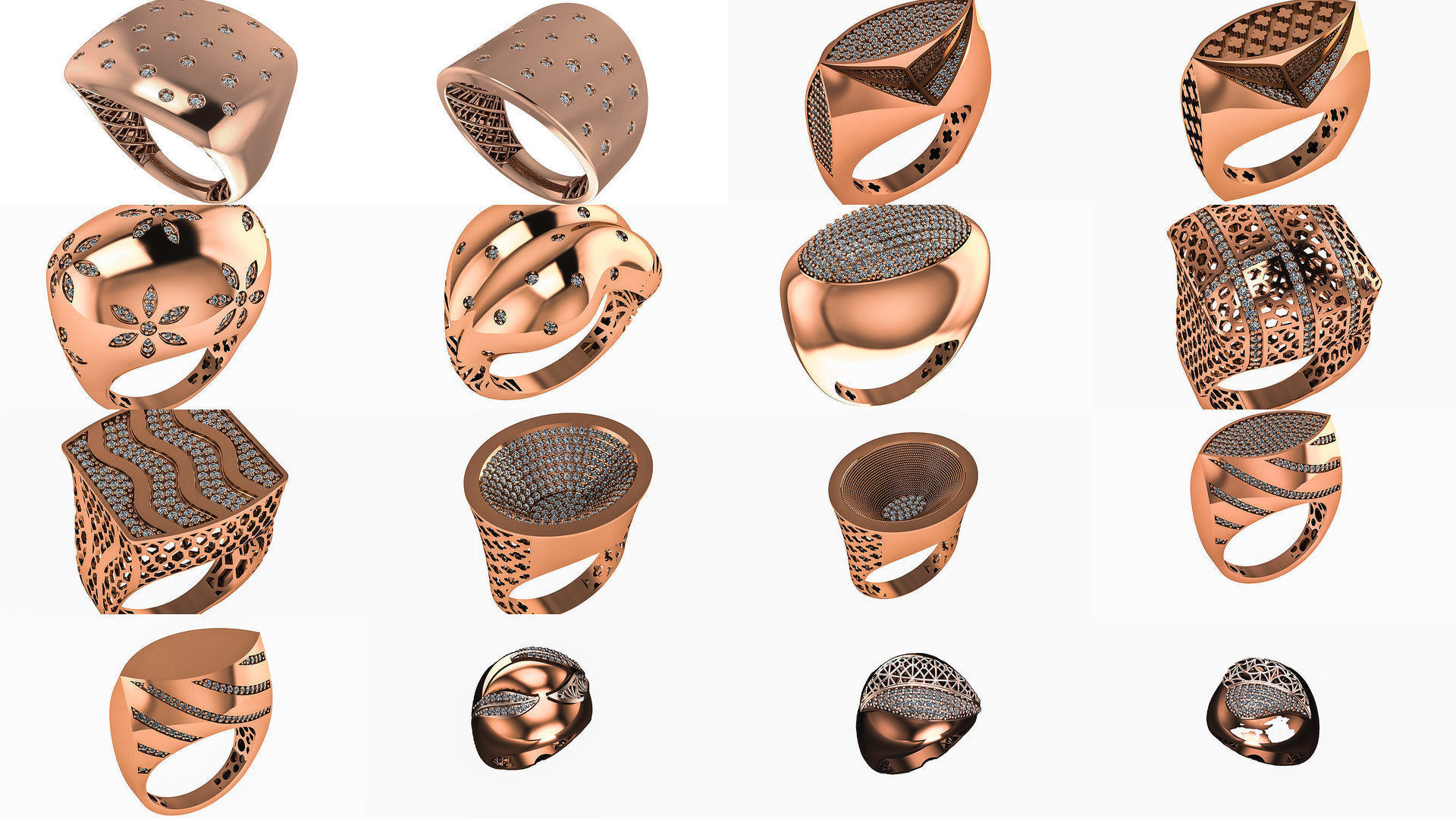 93 High Jewelry Italian Cocktail Diamond Ring  3D Model Collection_3