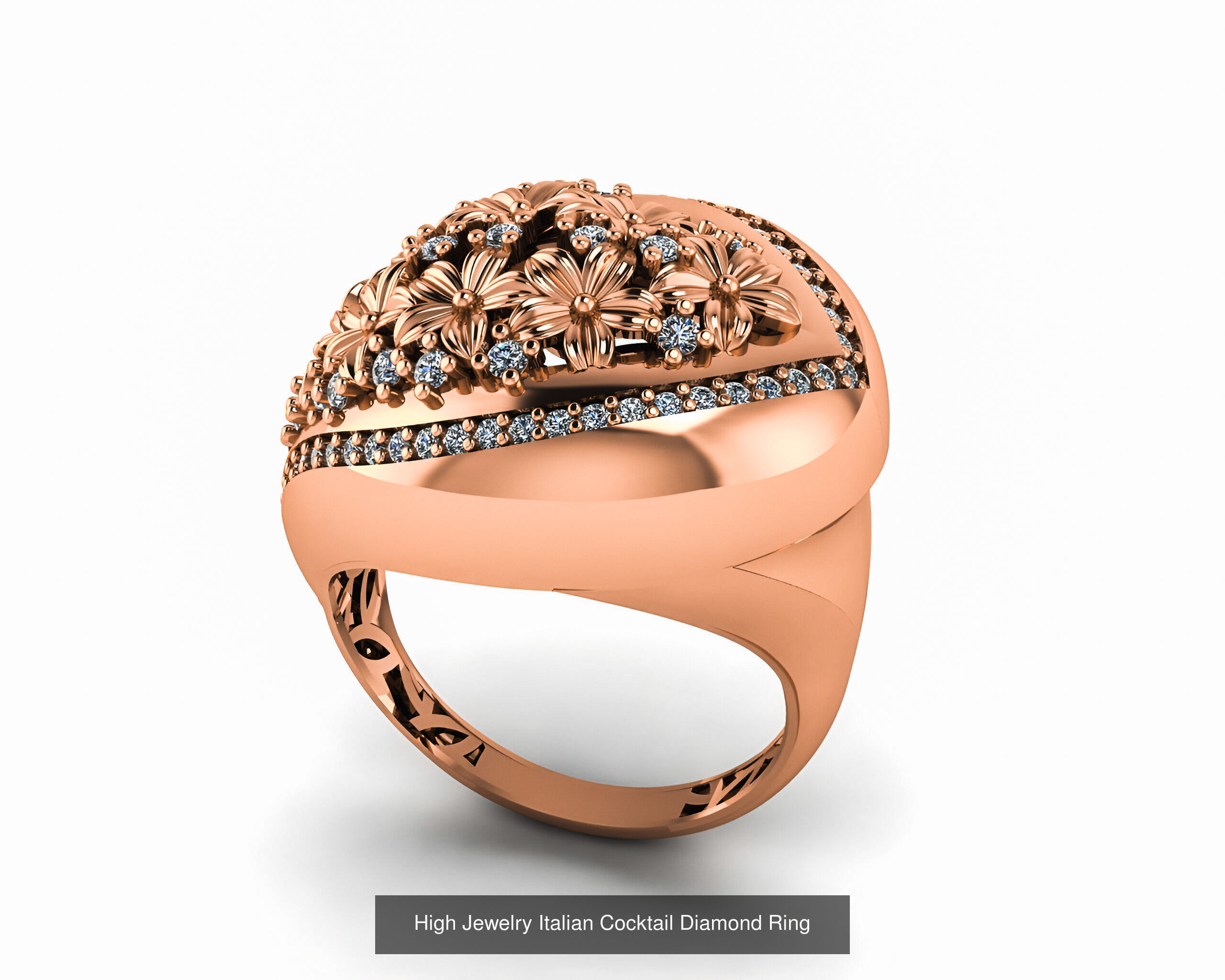 93 High Jewelry Italian Cocktail Diamond Ring  3D Model Collection_73
