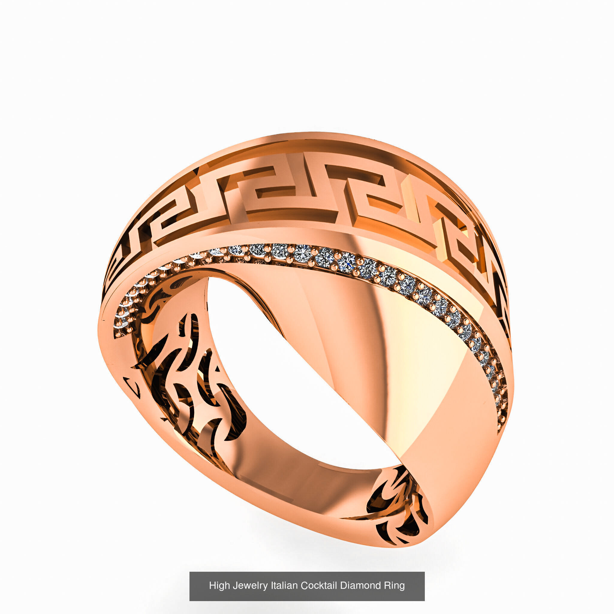 93 High Jewelry Italian Cocktail Diamond Ring  3D Model Collection_89