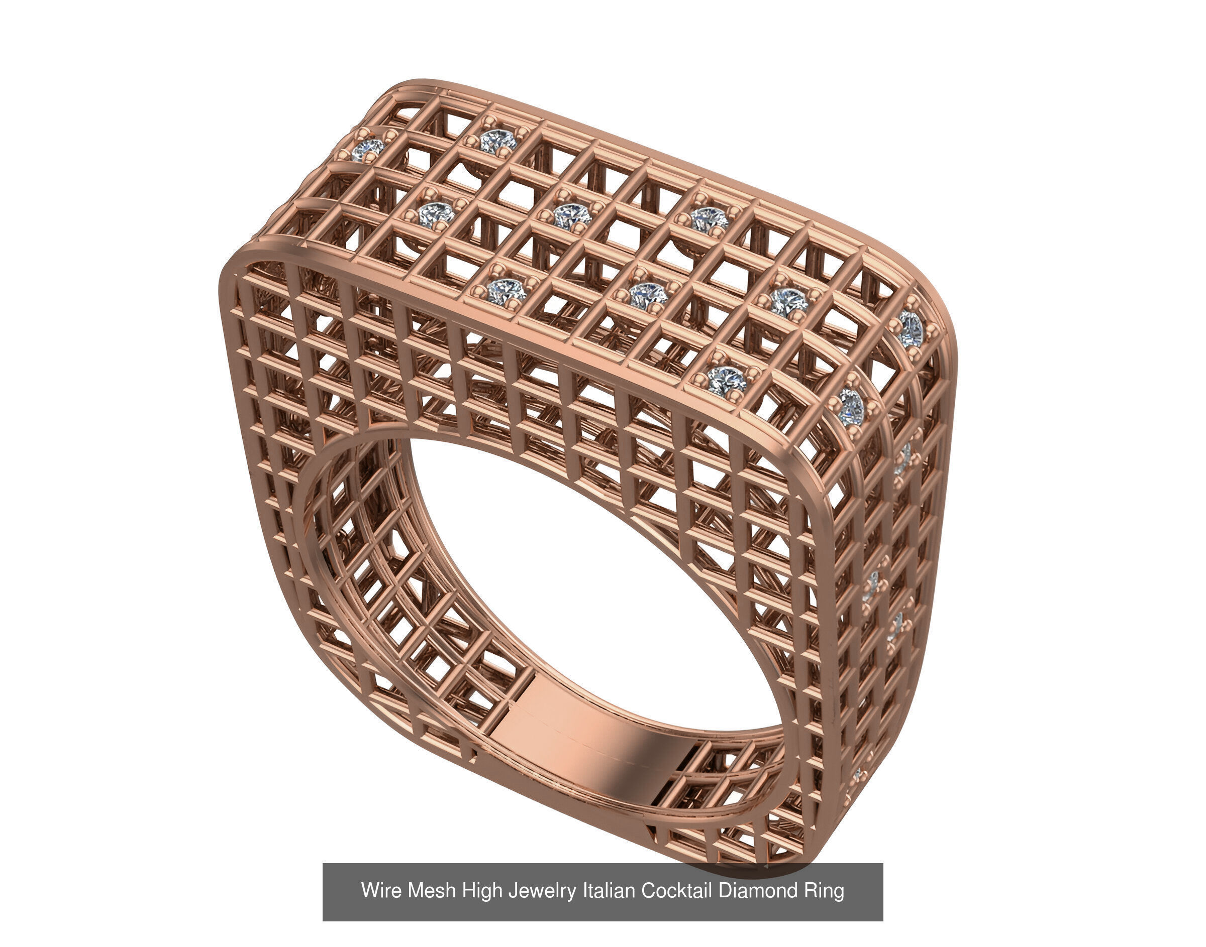 93 High Jewelry Italian Cocktail Diamond Ring  3D Model Collection_14