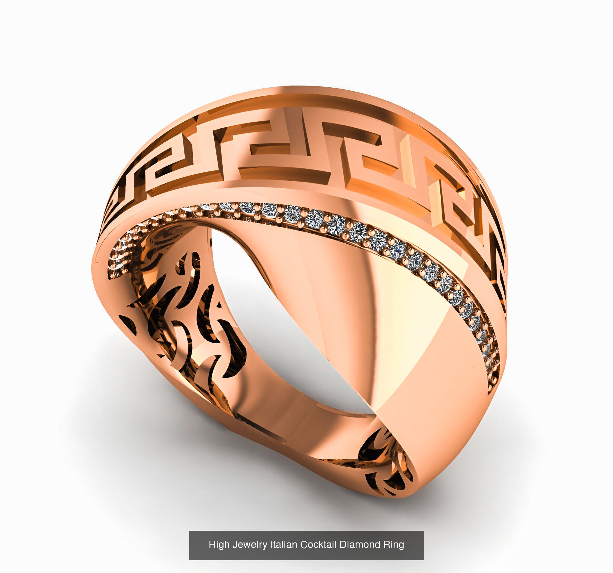 93 High Jewelry Italian Cocktail Diamond Ring  3D Model Collection_96