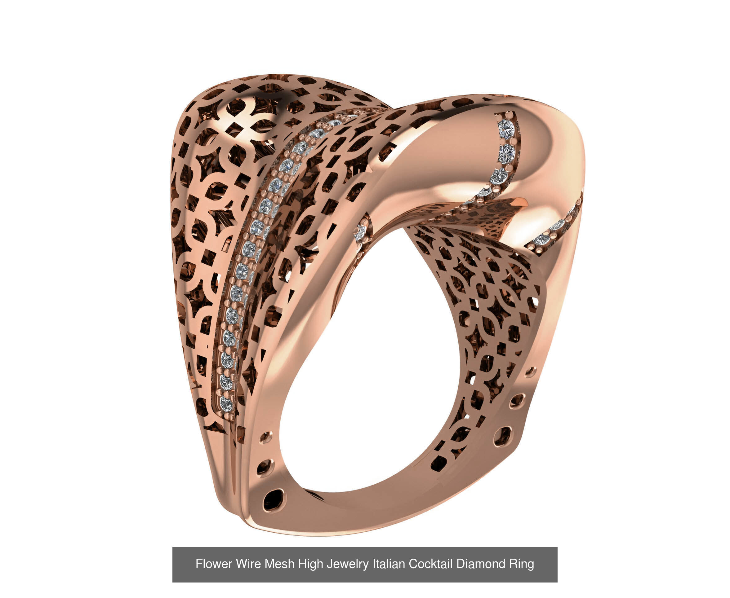93 High Jewelry Italian Cocktail Diamond Ring  3D Model Collection_47