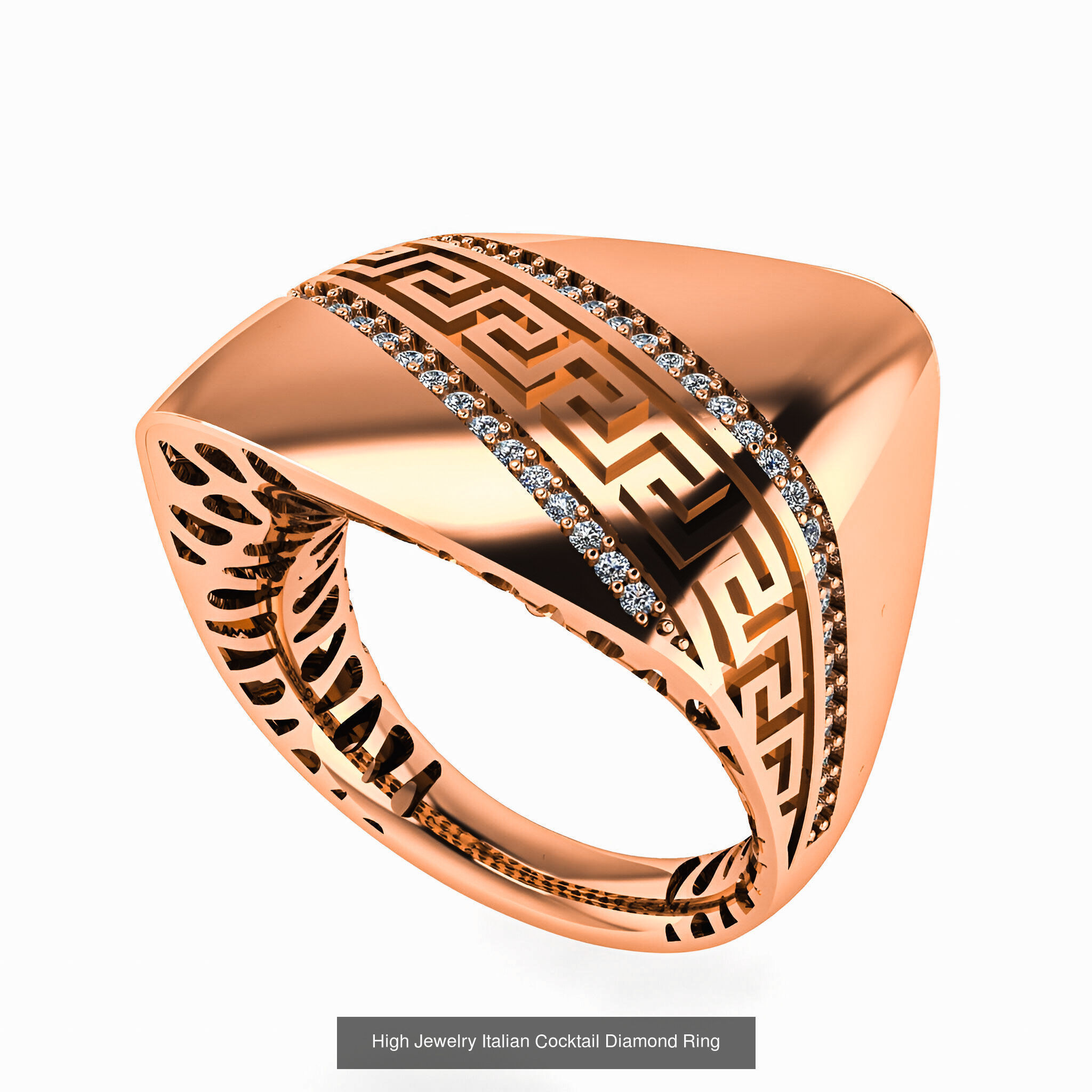 93 High Jewelry Italian Cocktail Diamond Ring  3D Model Collection_88