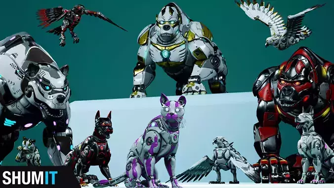 Sci-Fi Animals Robots Pack 3D Model Collection