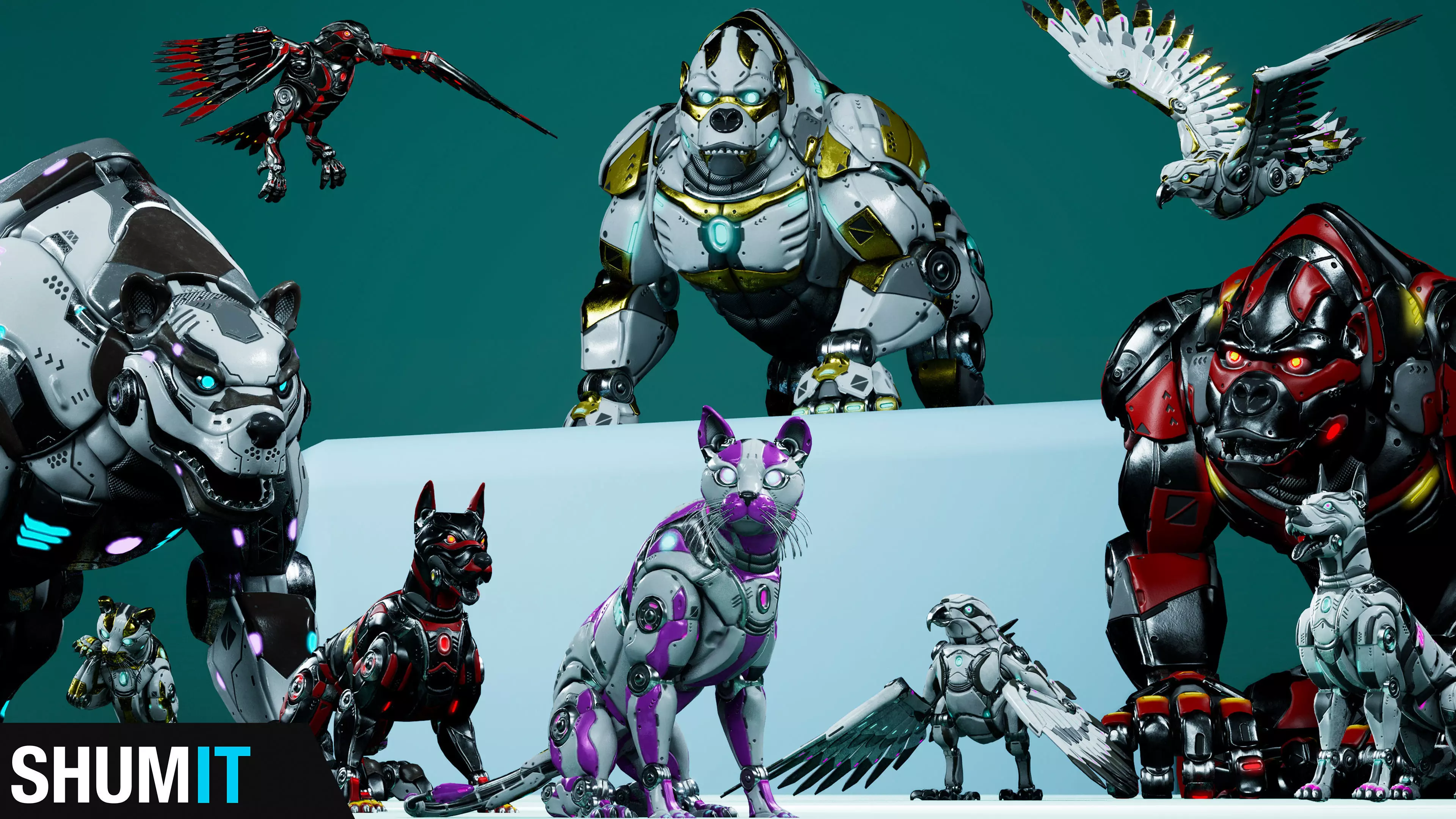Sci-Fi Animals Robots Pack 3D Model Collection_0