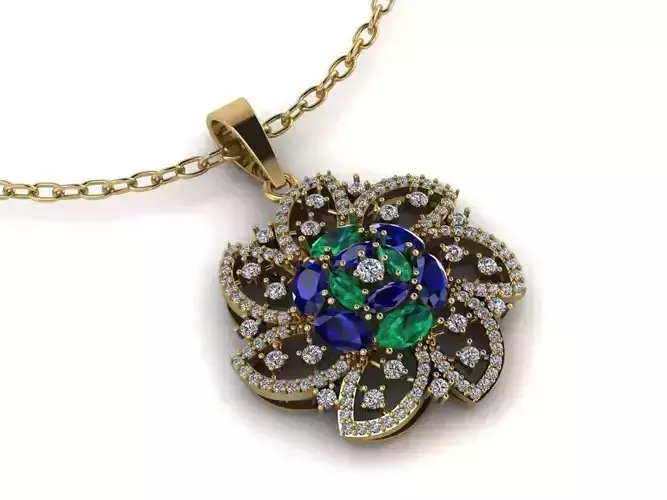 Flower pendant gold lightweight