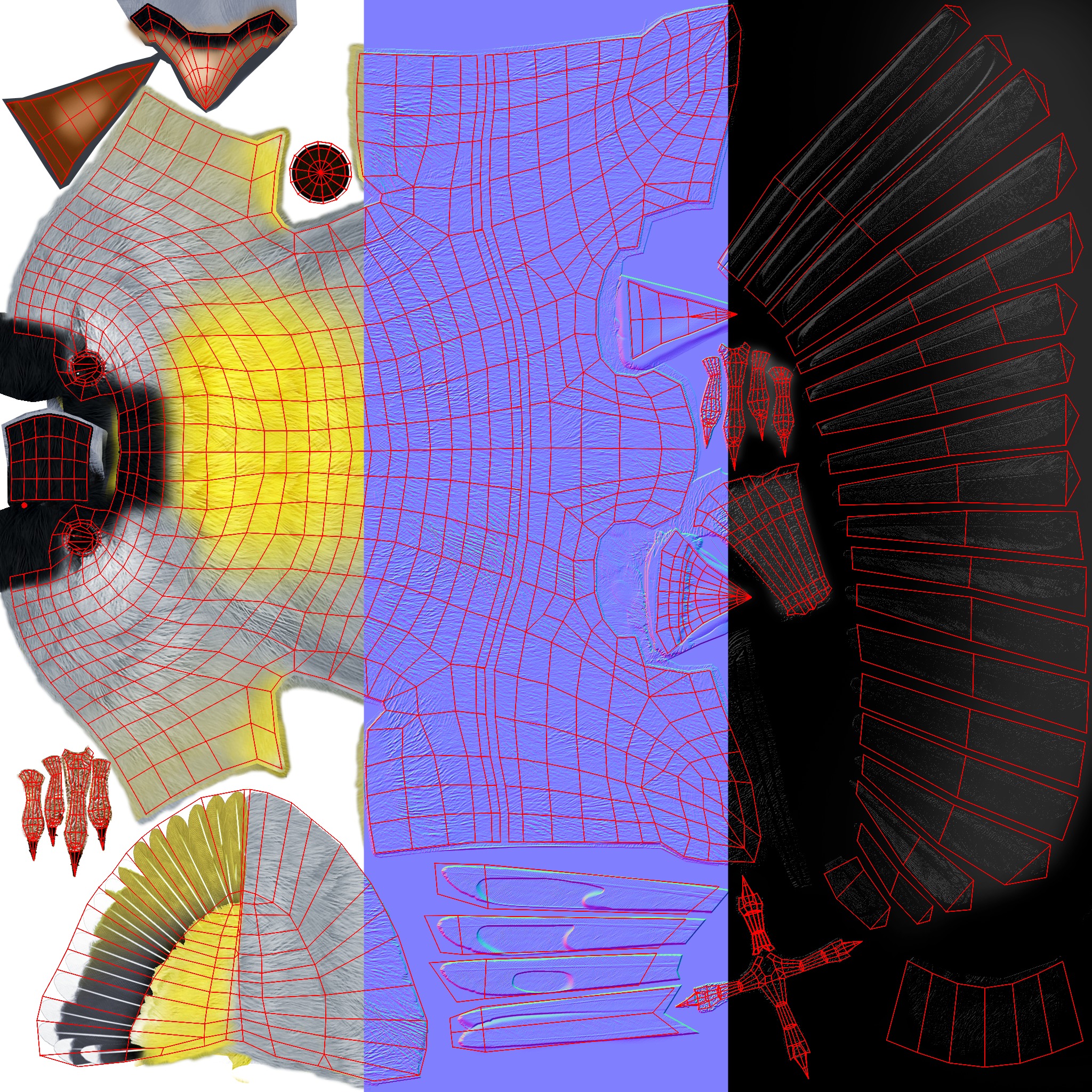 3D Bird Pack Lawrence Finch Male and Female Low-poly 3D model  Low-poly 3D model_35