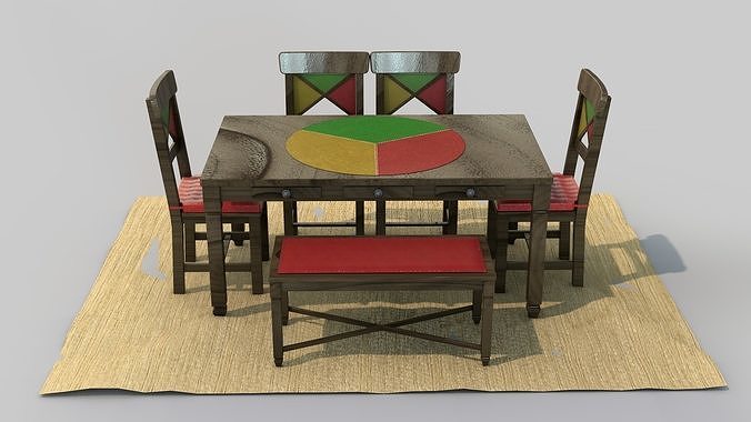 Rustic Dining Table Alegro 3D model 2