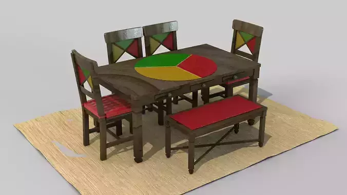Rustic Dining Table Alegro 3D model