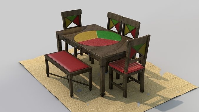 Rustic Dining Table Alegro 3D model 3