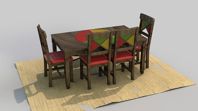 Rustic Dining Table Alegro 3D model 4