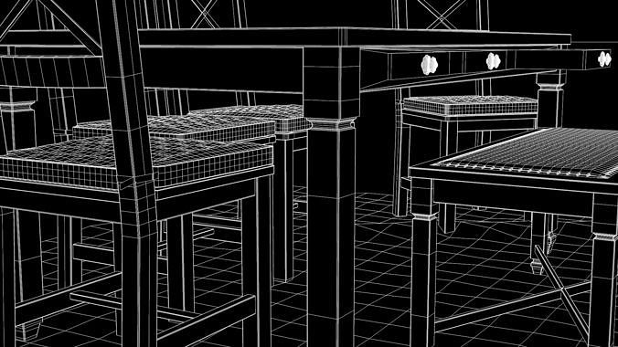 Rustic Dining Table Alegro 3D model 7