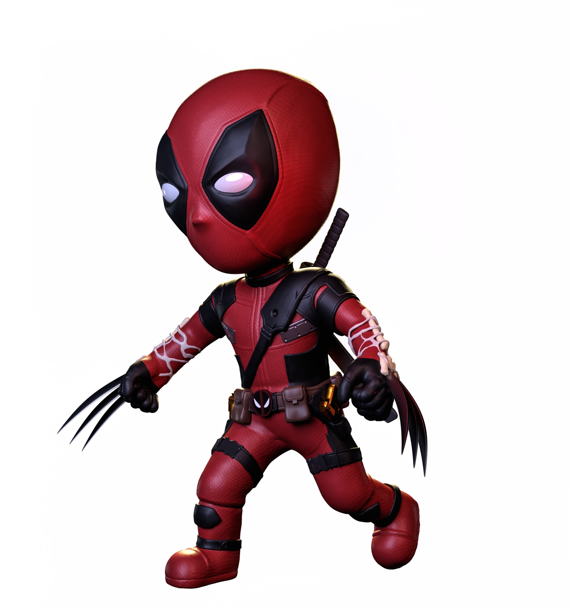Cartoon stylized deadpool baby 3D print model_2