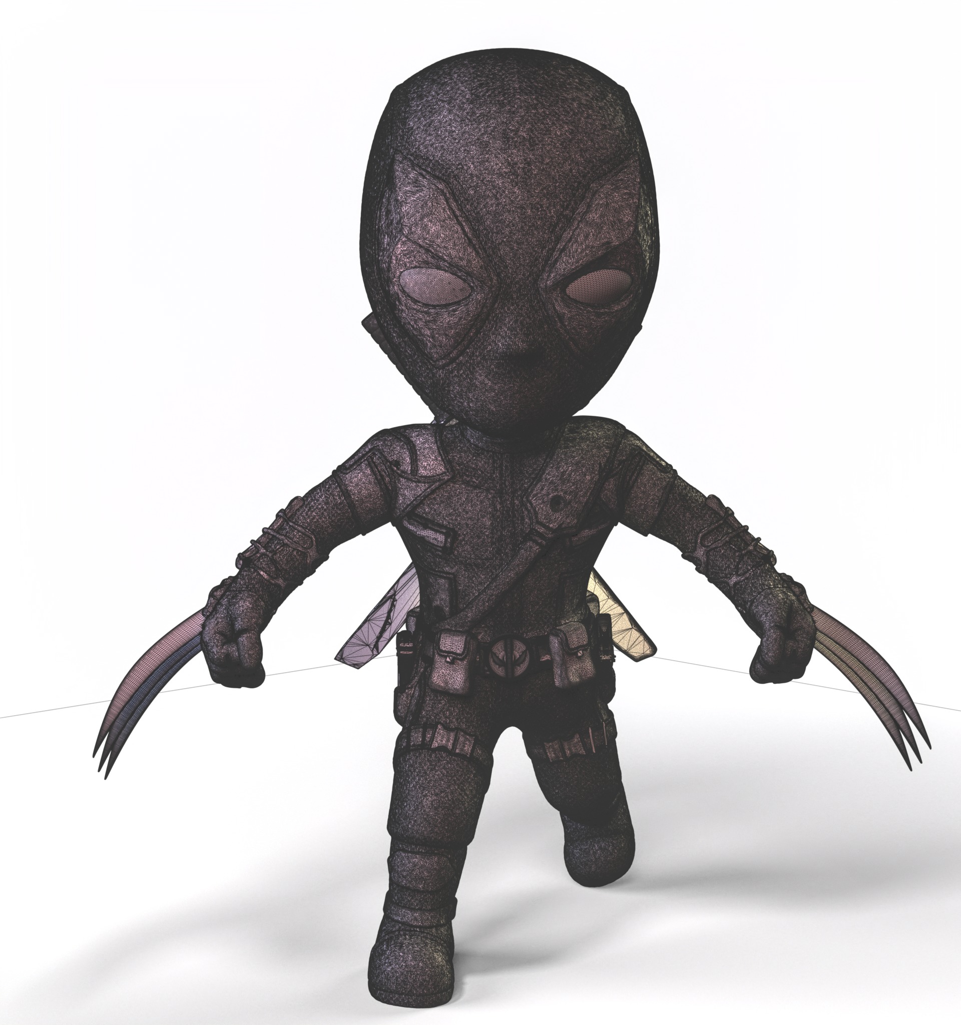 Cartoon stylized deadpool baby 3D print model_6