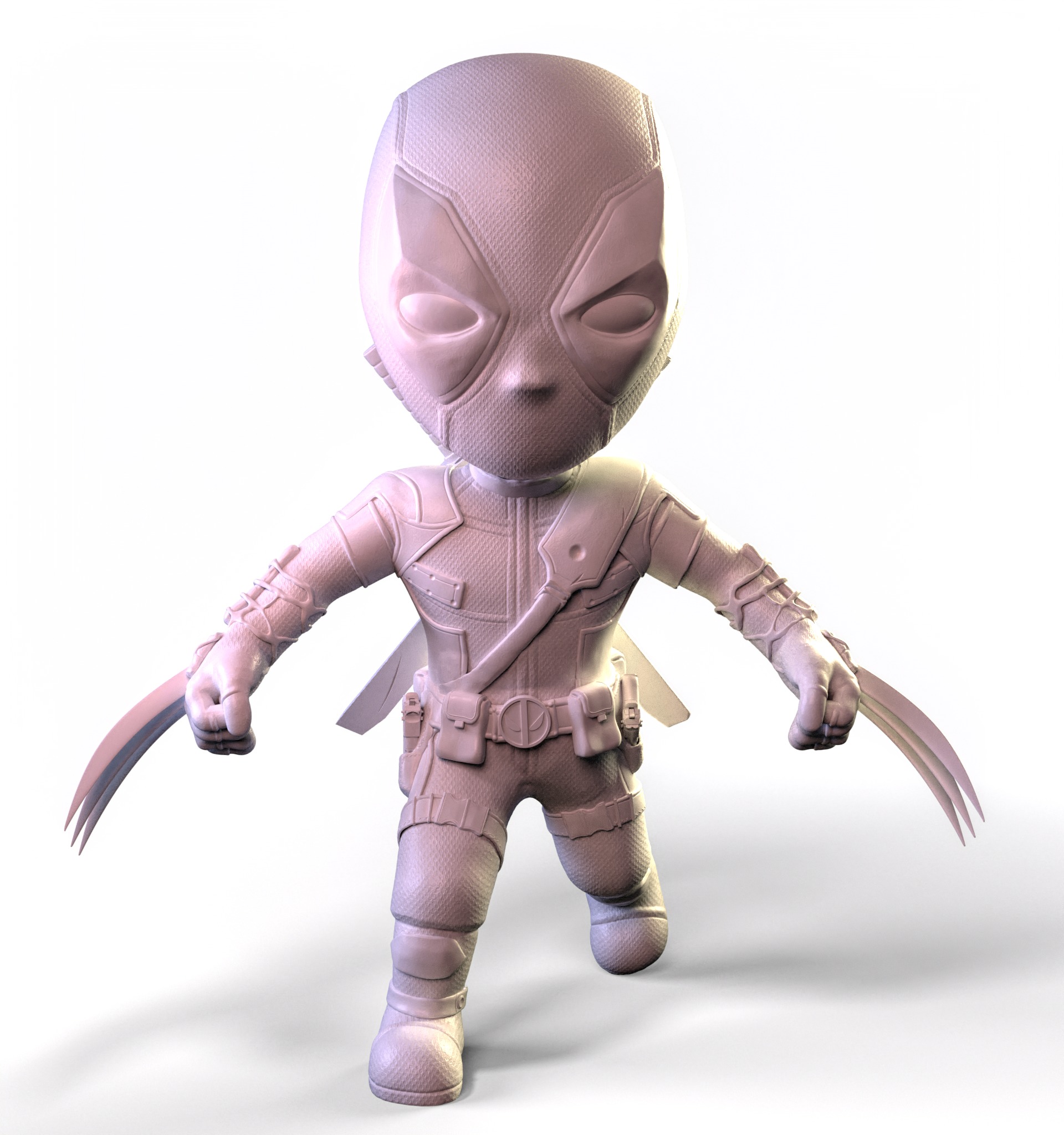 Cartoon stylized deadpool baby 3D print model_4