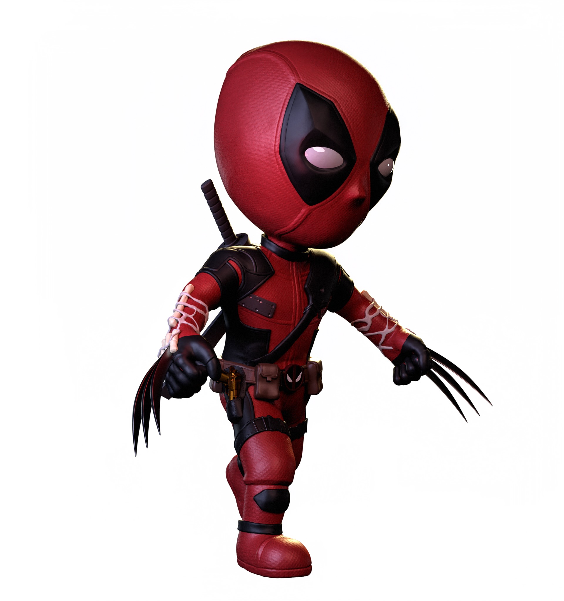 Cartoon stylized deadpool baby 3D print model_3