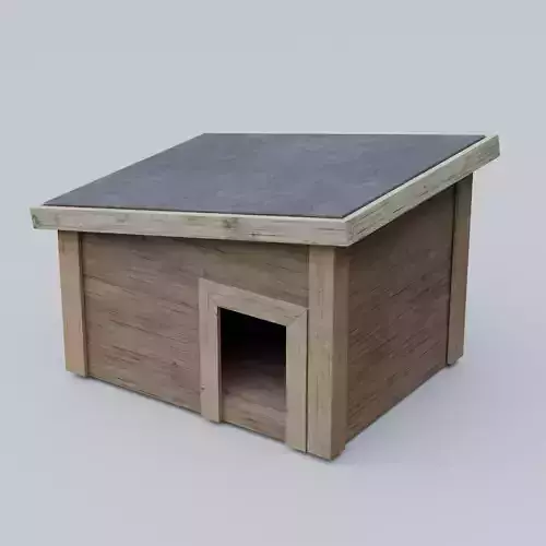 Wooden Kennel Dog House - SubD  Low-poly 3D model