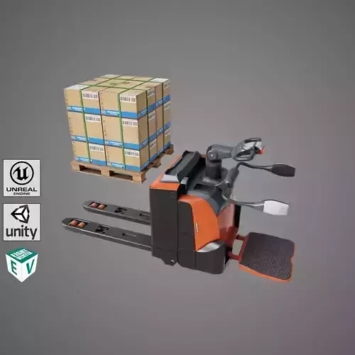 Forklift 01 With Pallet Box All PBR Unity UE Textures Low-poly 3D model