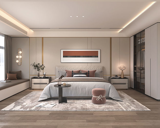 Modern Bedroom Scene 45 3D model