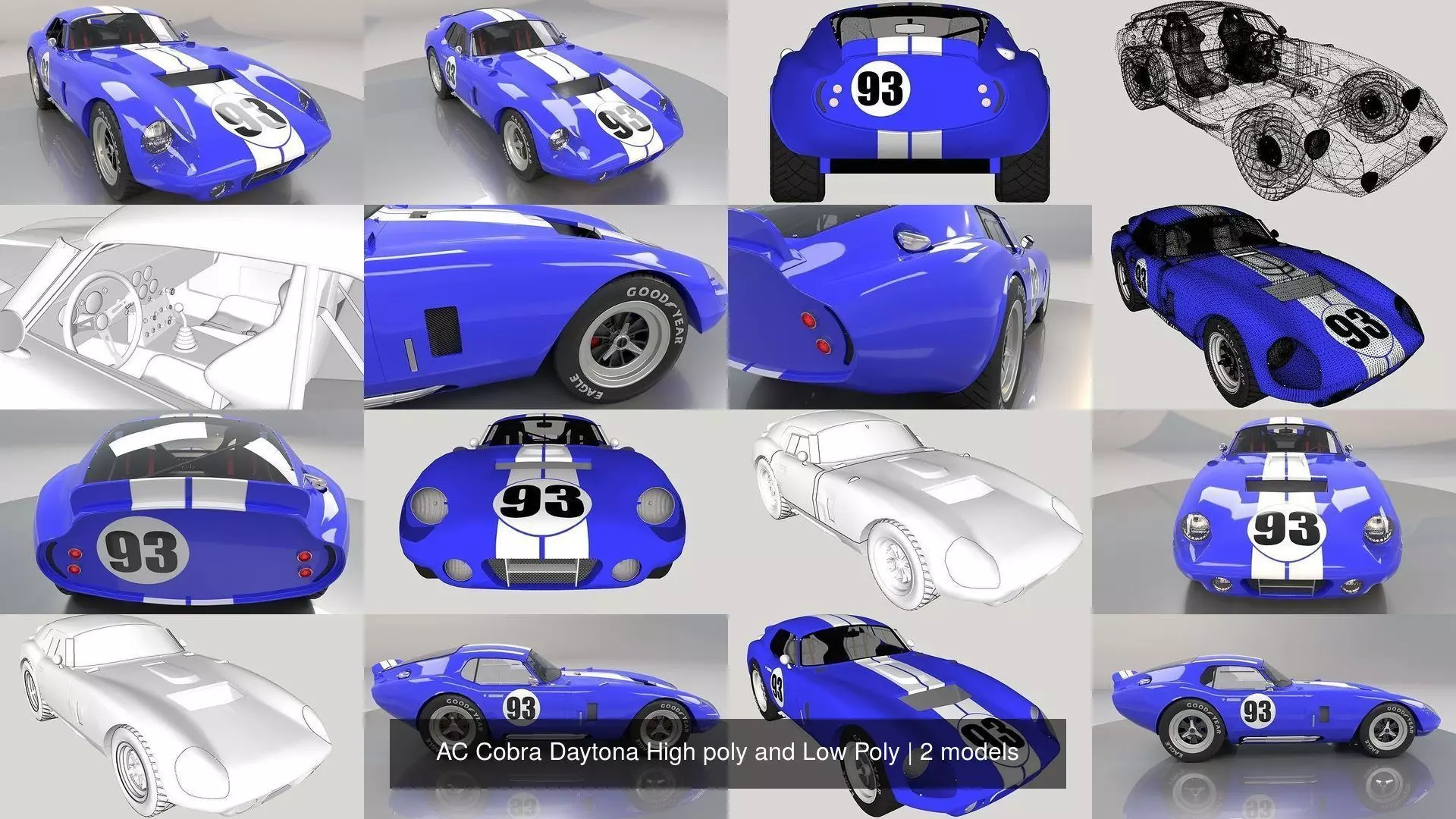 AC Cobra Daytona High poly and Low Poly 3D Model Collection_0