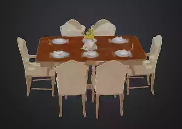 Low Poly Dining Set