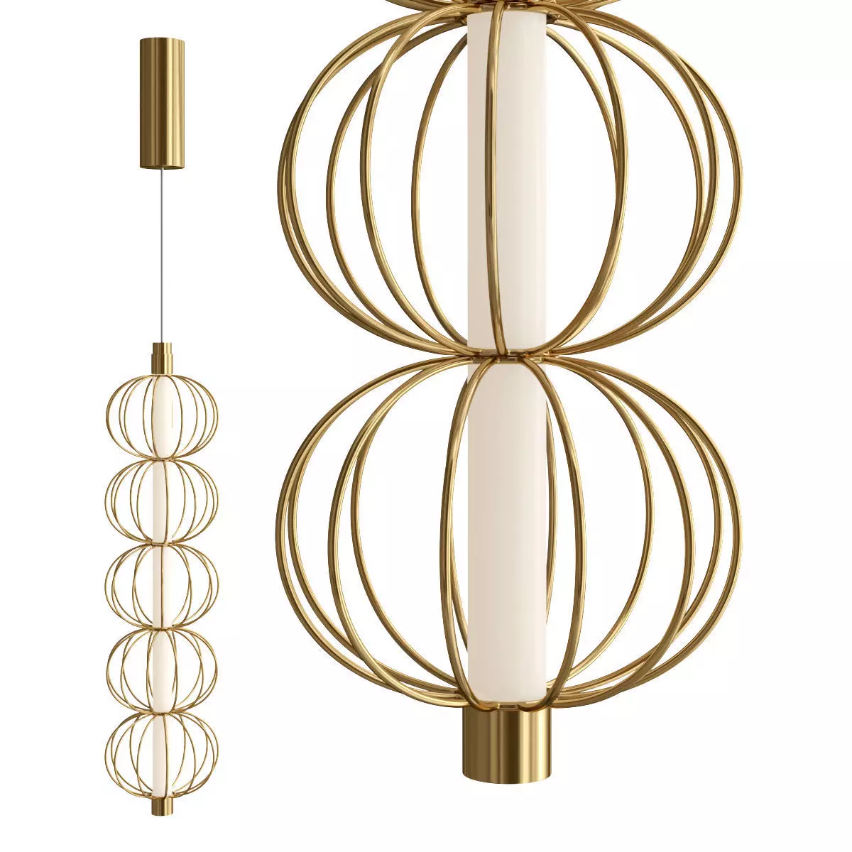 gold pendant lamp 3D model_0