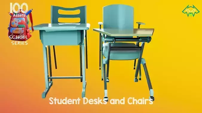 Student Desks and Chairs - 100 Assets - School Series