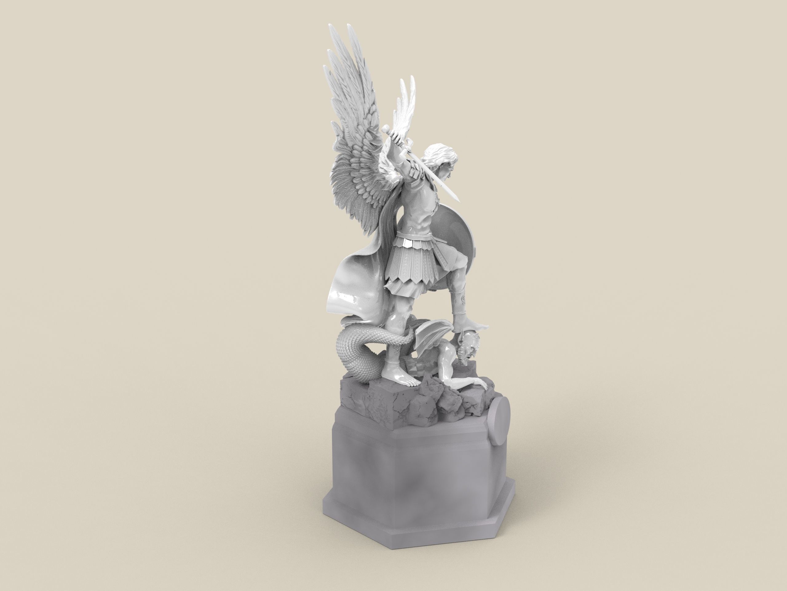 Archangel Michael - Arcangel Miguel Statue 3D model 3D print model_29