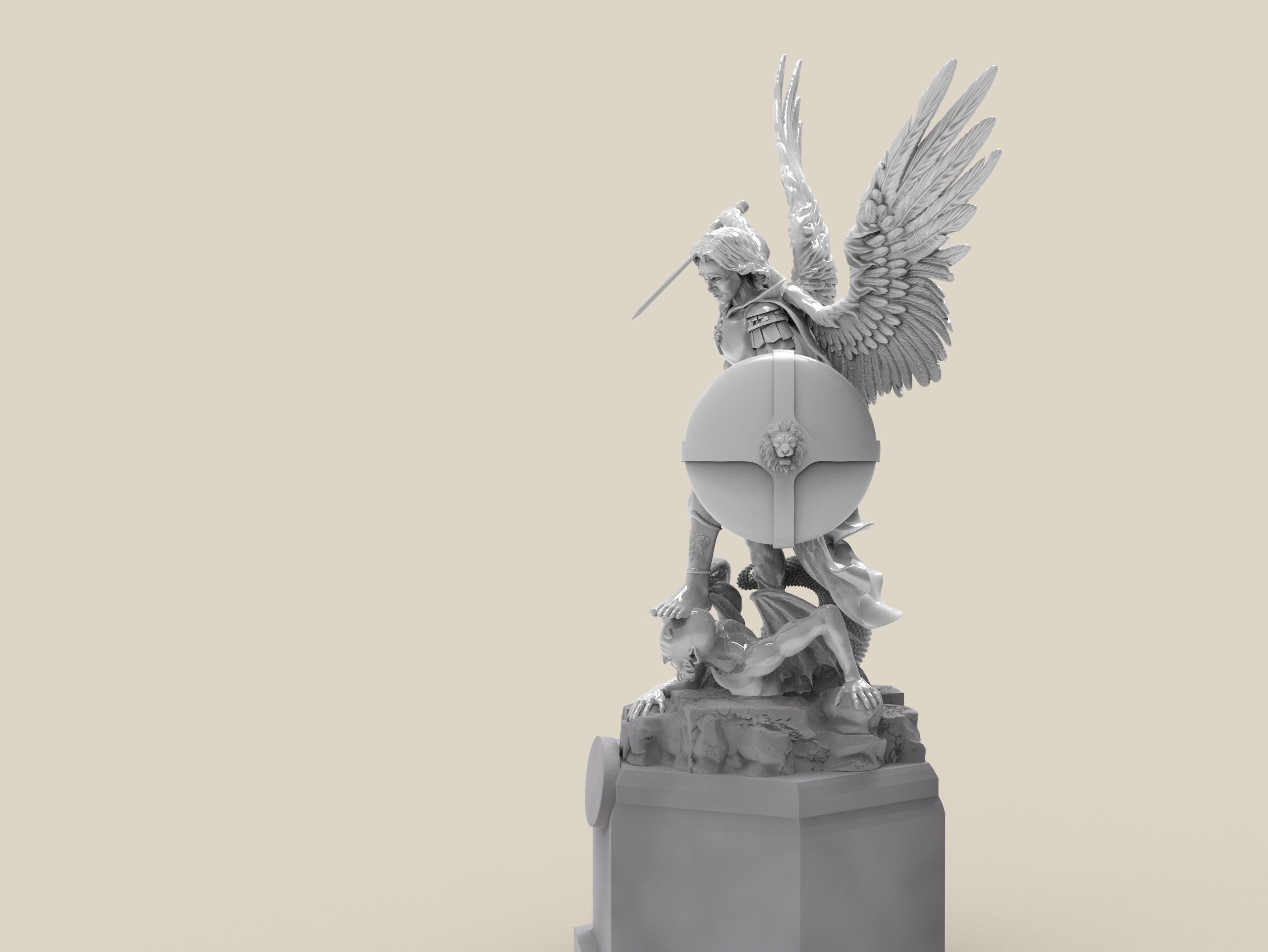 Archangel Michael - Arcangel Miguel Statue 3D model 3D print model_28