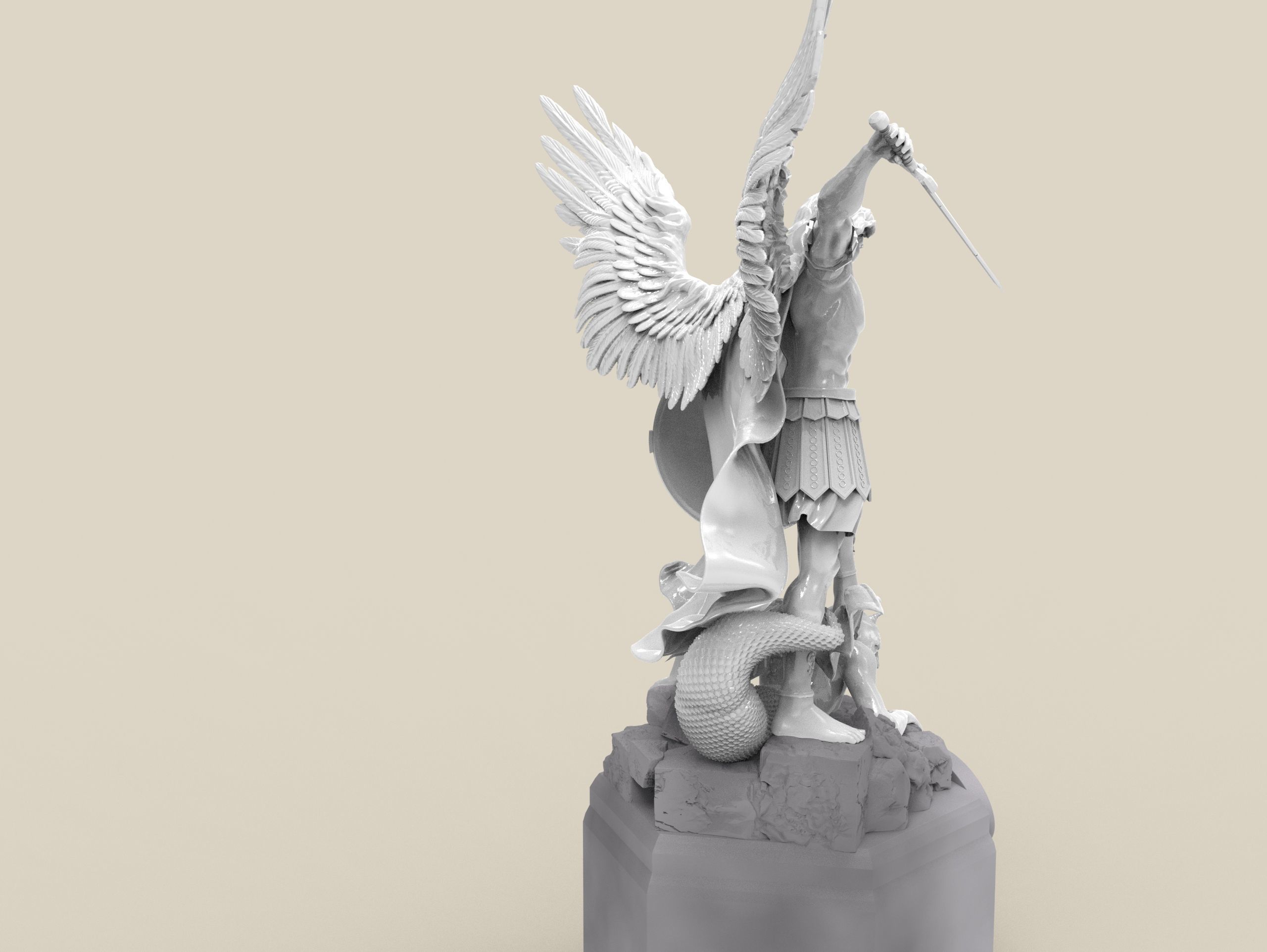 Archangel Michael - Arcangel Miguel Statue 3D model 3D print model_26