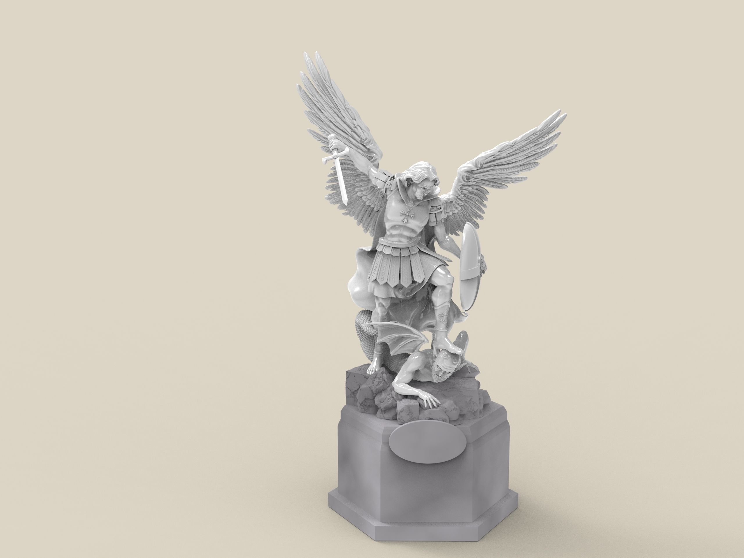 Archangel Michael - Arcangel Miguel Statue 3D model 3D print model_1