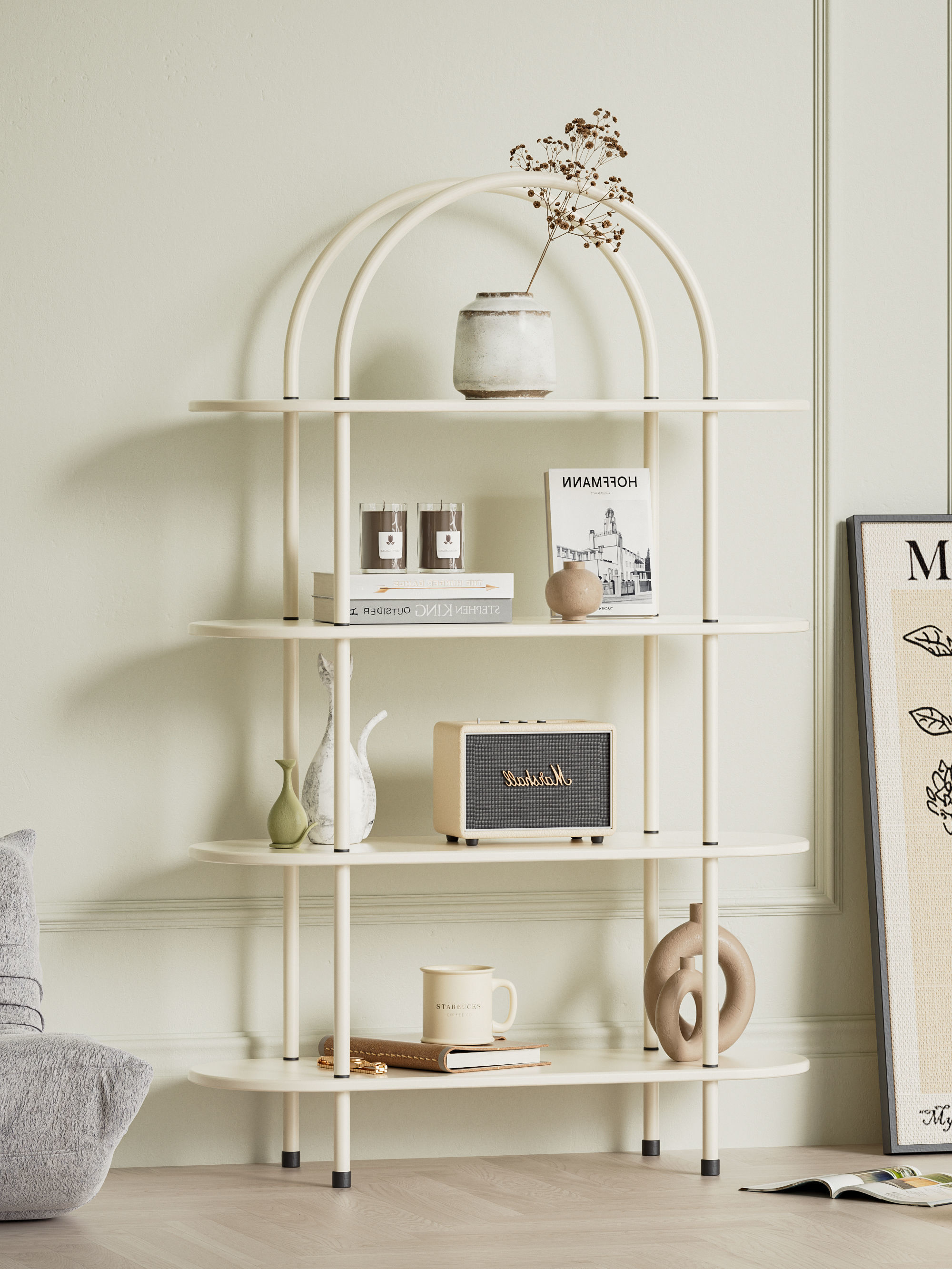 Shelf model iron frame decoration interior scene 3D model_1