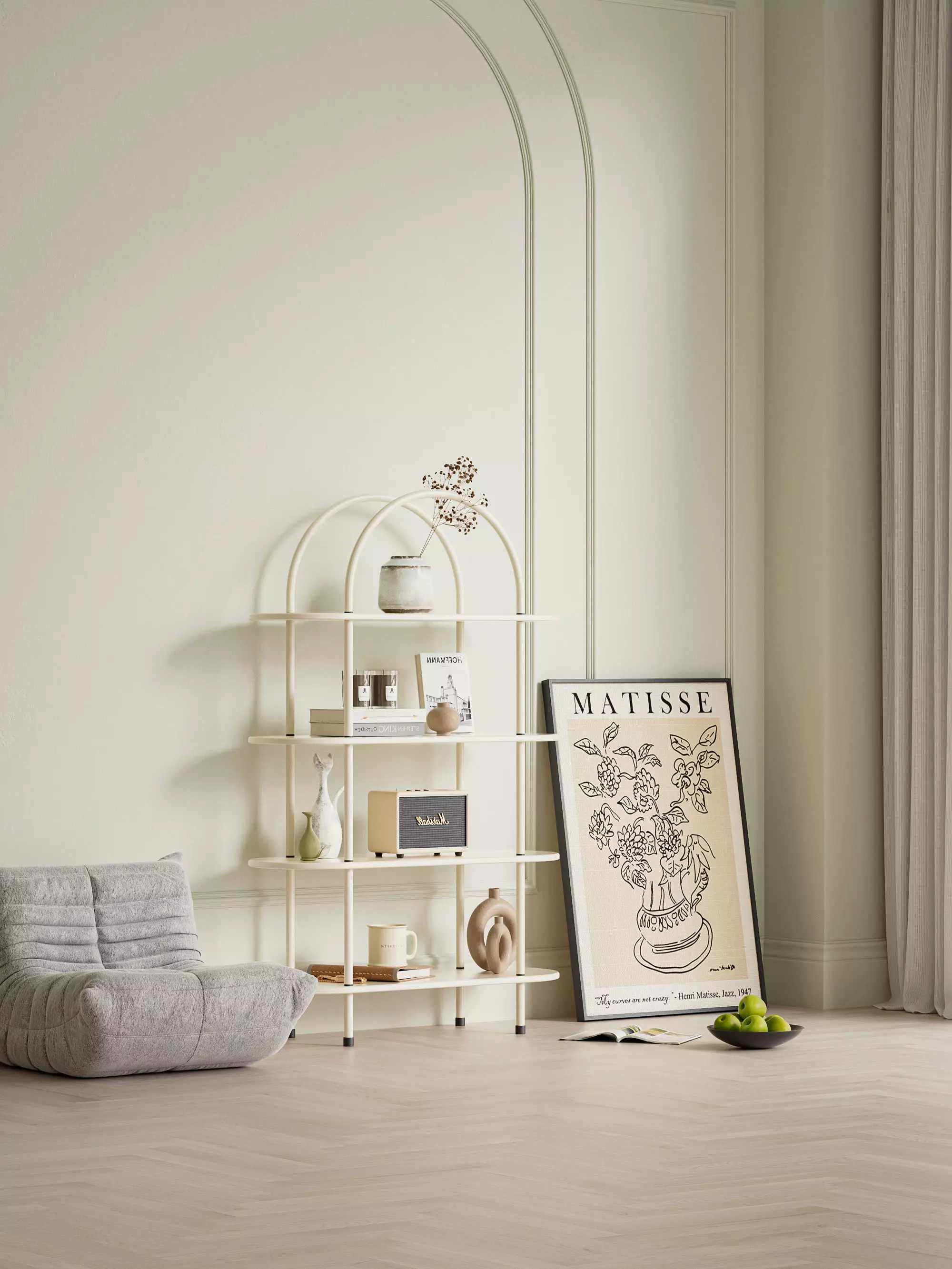 Shelf model iron frame decoration interior scene 3D model_0