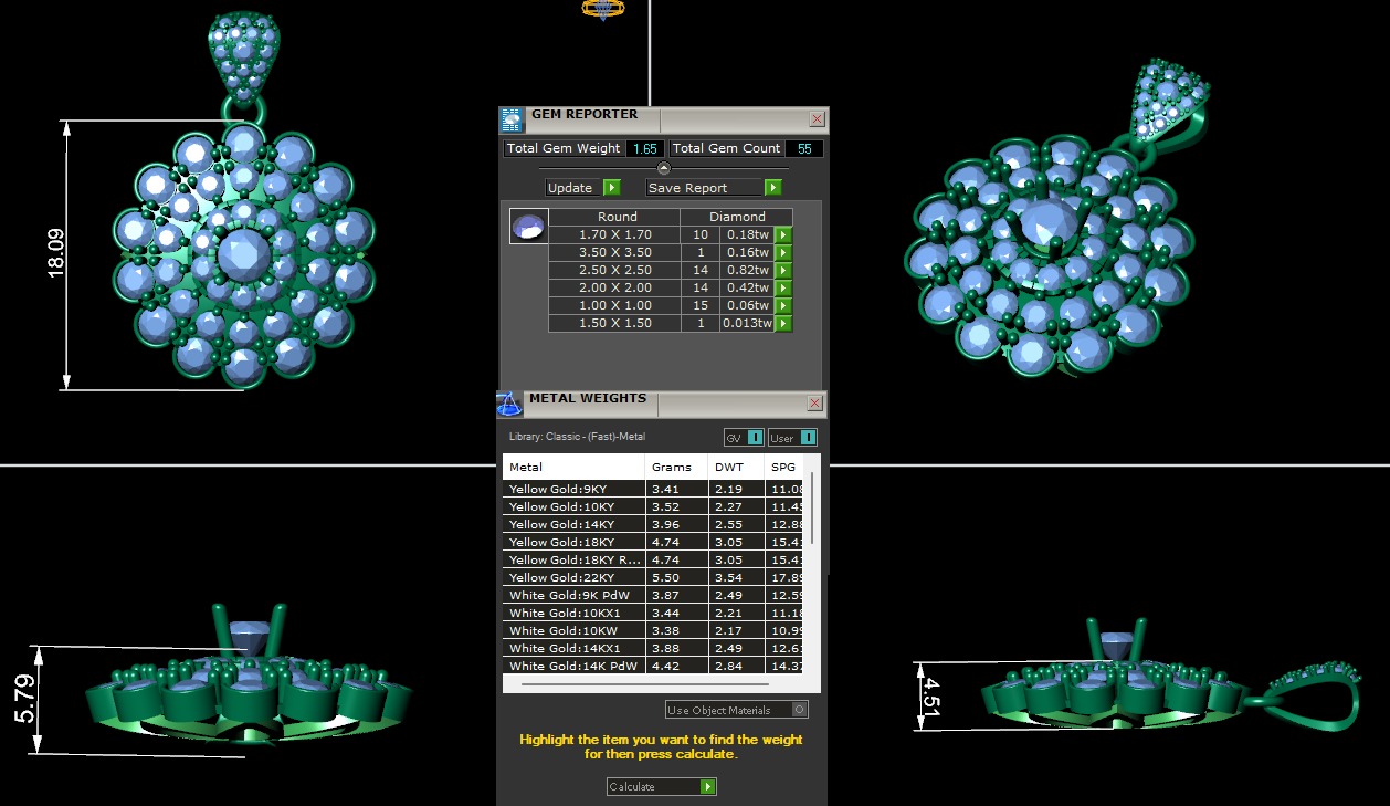 Diamond pentdant 3d render 3D print model_6