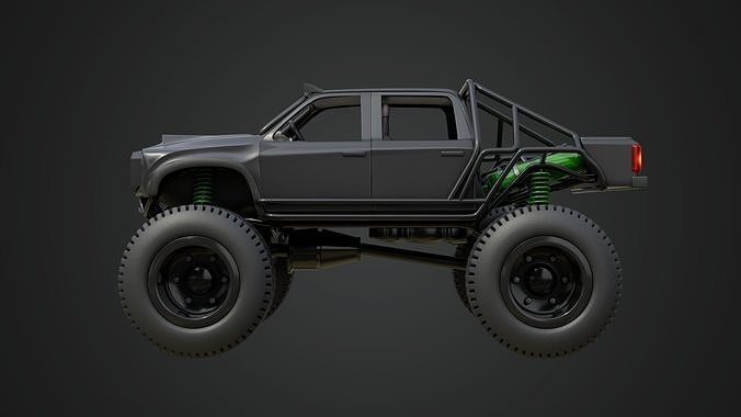 Black Matte Trophy Truck 3D model 6