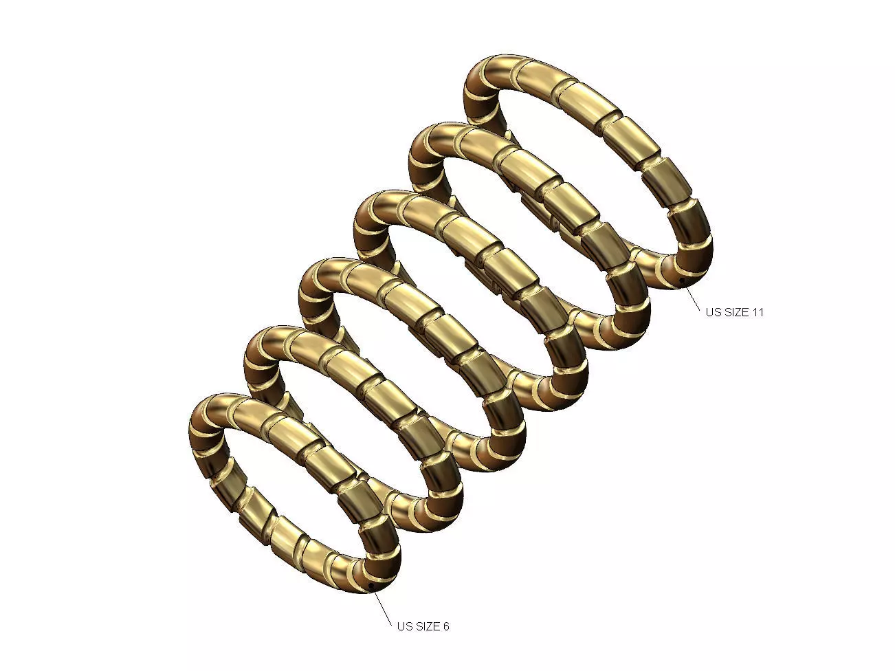 Riverstone carving stacker band US sizes 6to11 3D print model