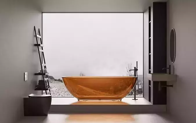 Bathroom scene project wash basin bathtub model washroom