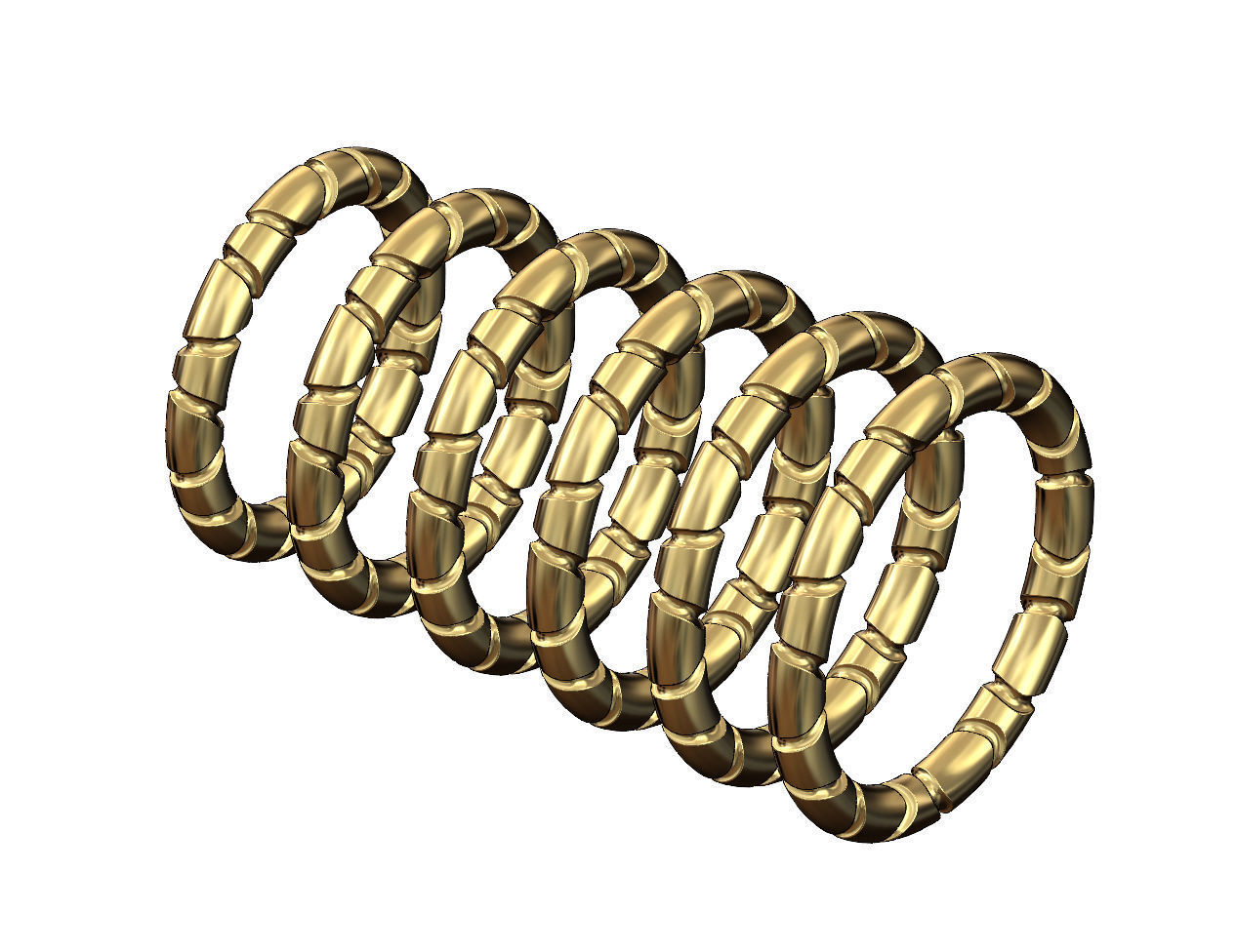 Mirrored Riverstone carving stacker band US sizes 6to11 3D print model_4