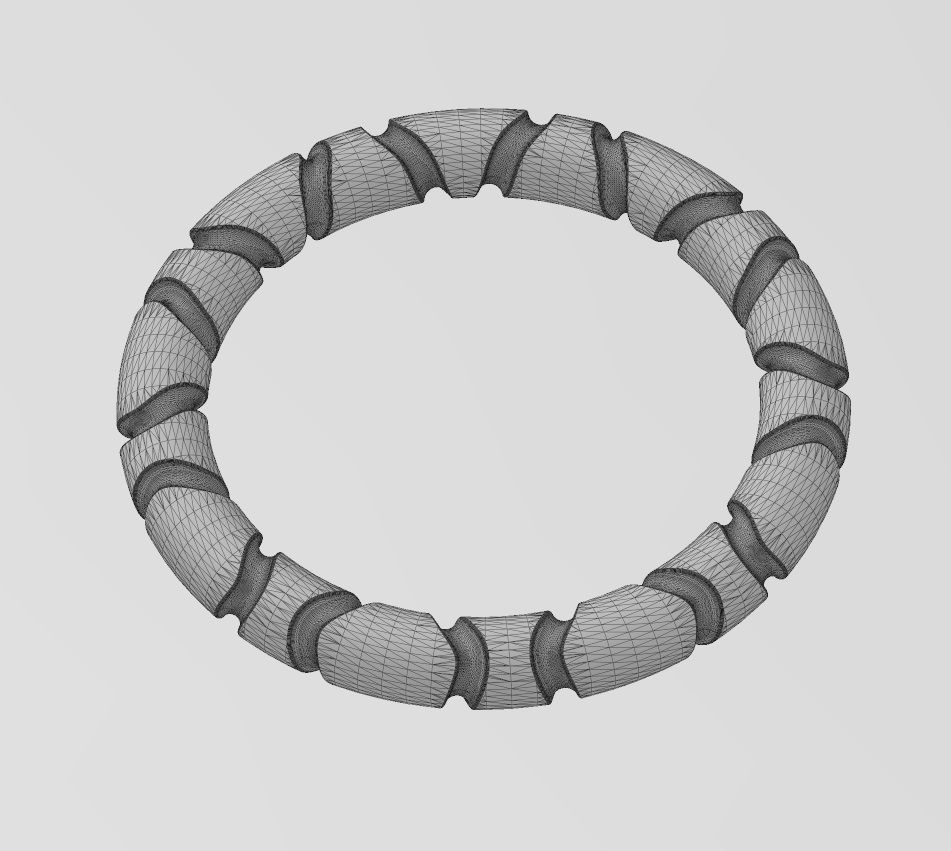 Mirrored Riverstone carving stacker band US sizes 6to11 3D print model_16