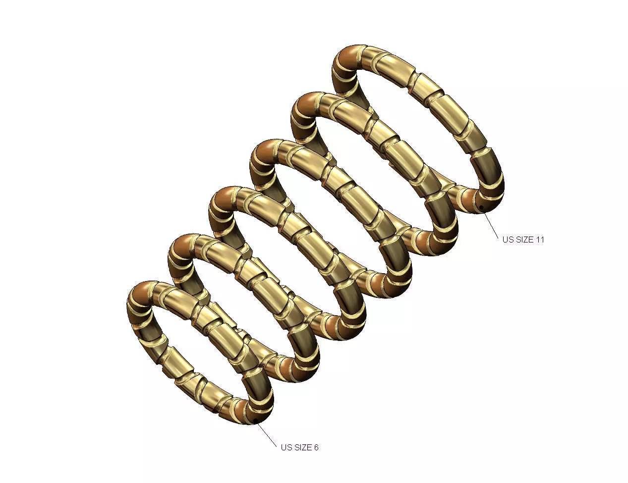 Mirrored Riverstone carving stacker band US sizes 6to11 3D print model_0