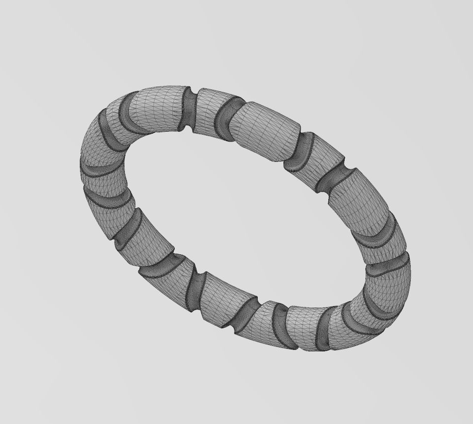 Mirrored Riverstone carving stacker band US sizes 6to11 3D print model_15