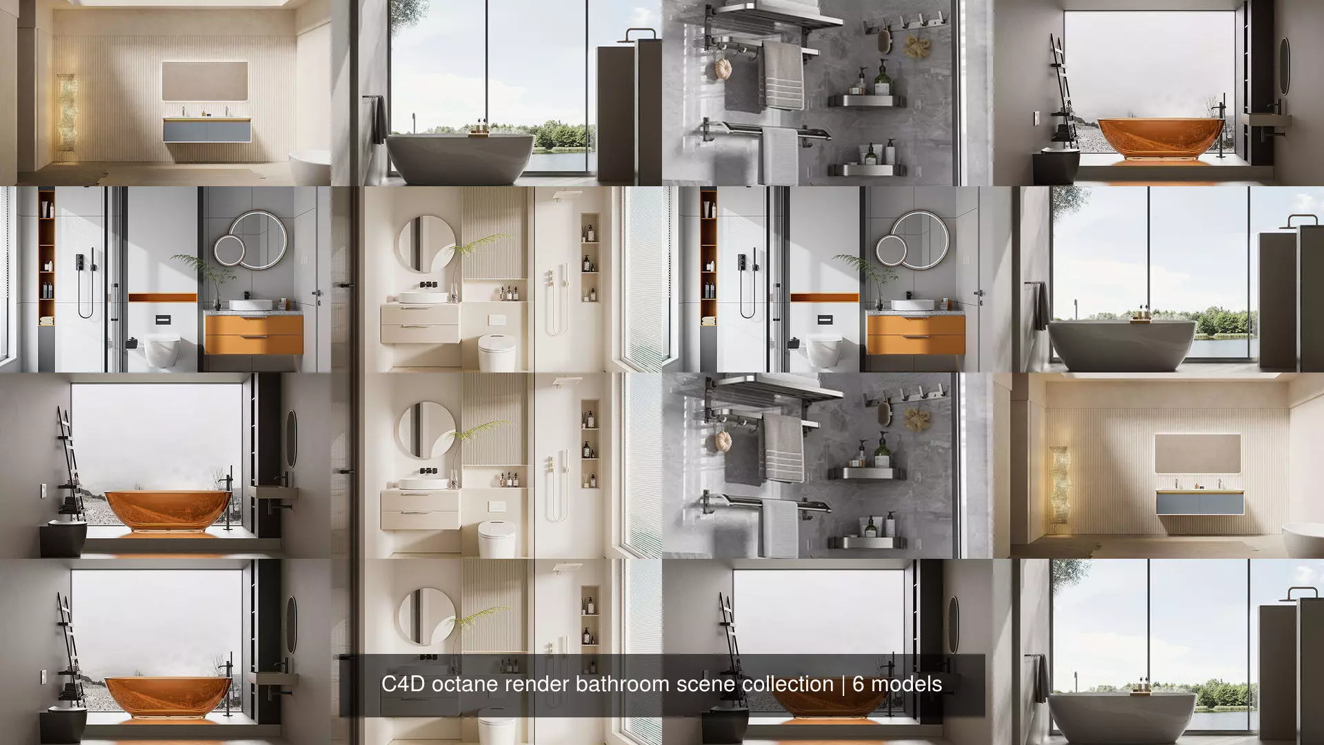 C4D octane render bathroom scene collection _0