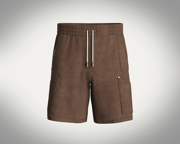 Mens brown corduroy shorts 3D model